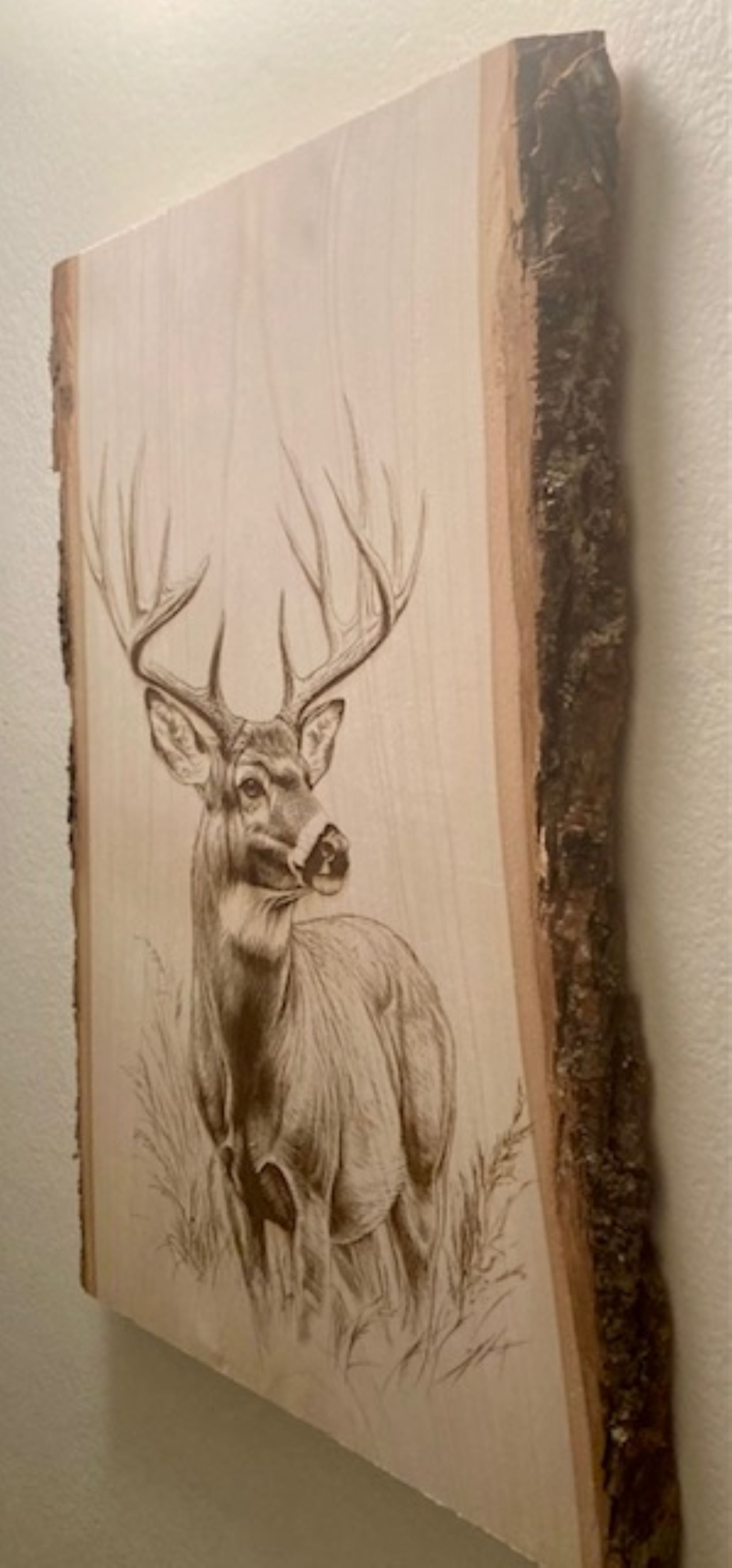 Deer Buck Engraved Wood Plank | Colorado Wildlife Wall Art