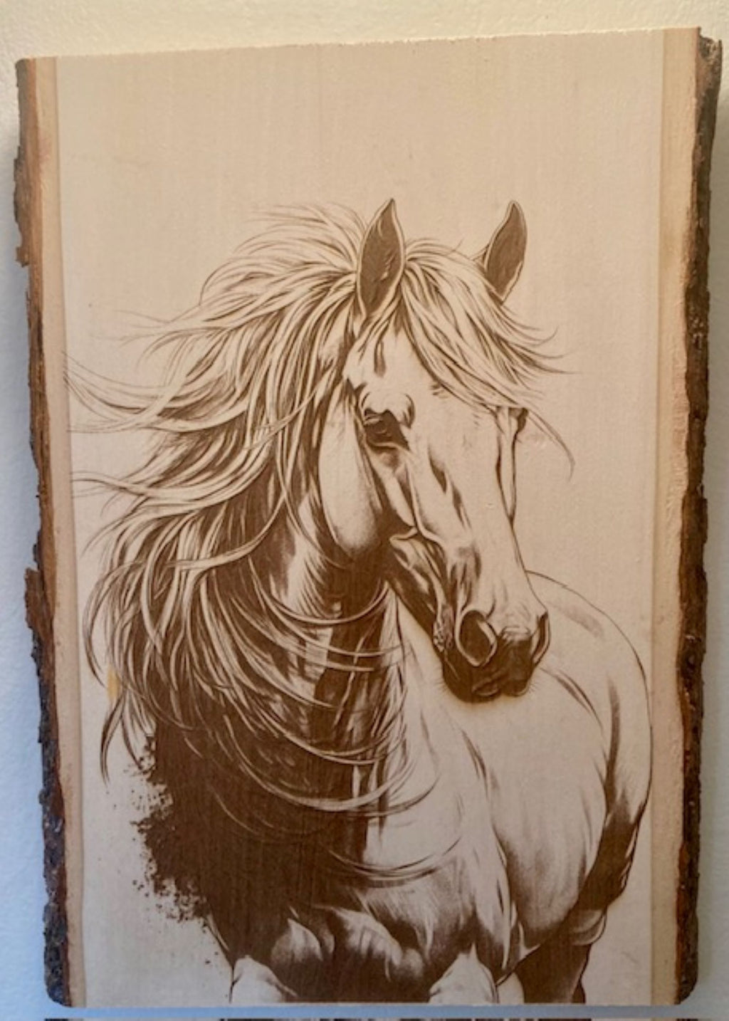 Horse Engraved Wood Plank | Rustic Western Wall Art