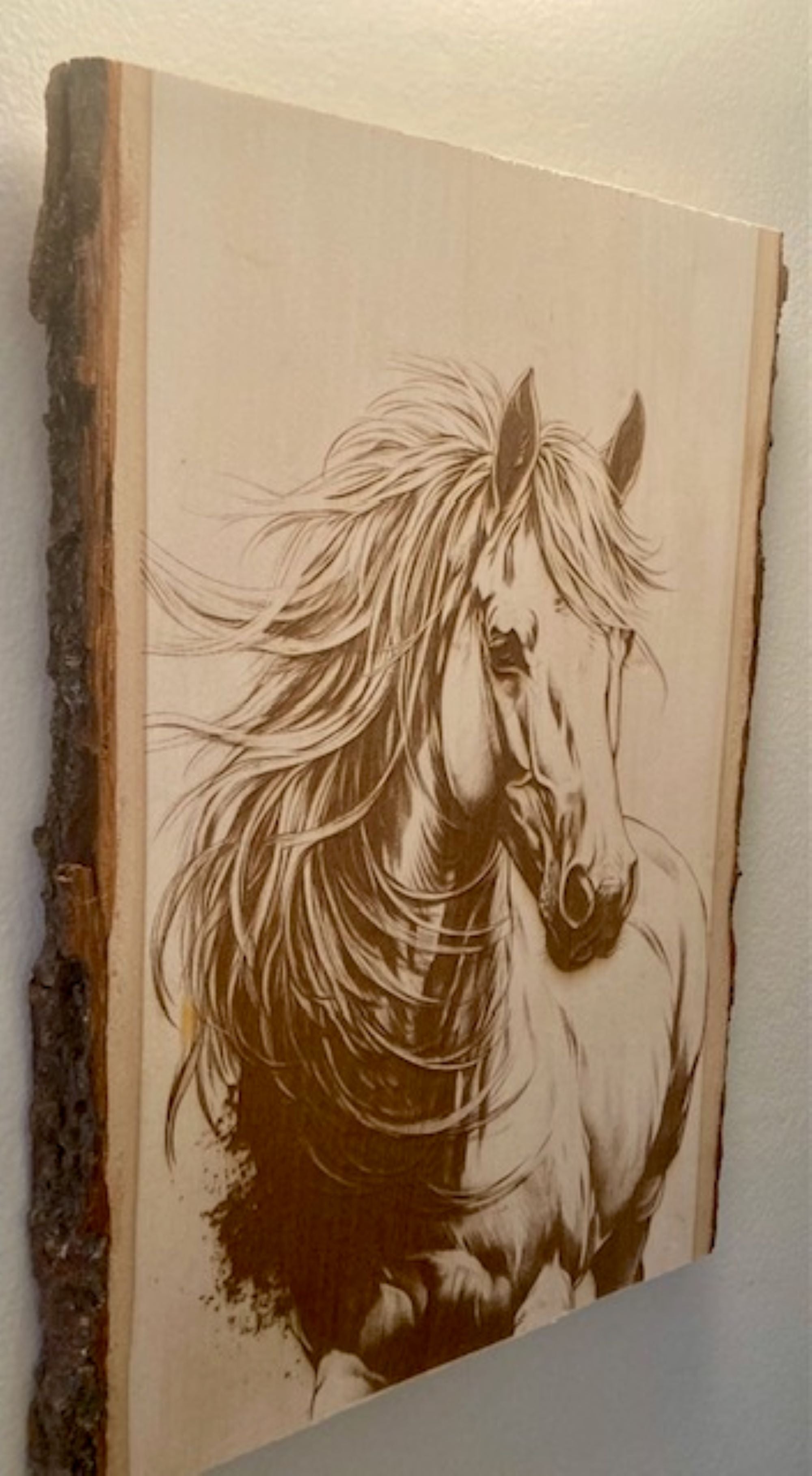 Horse Engraved Wood Plank | Rustic Western Wall Art