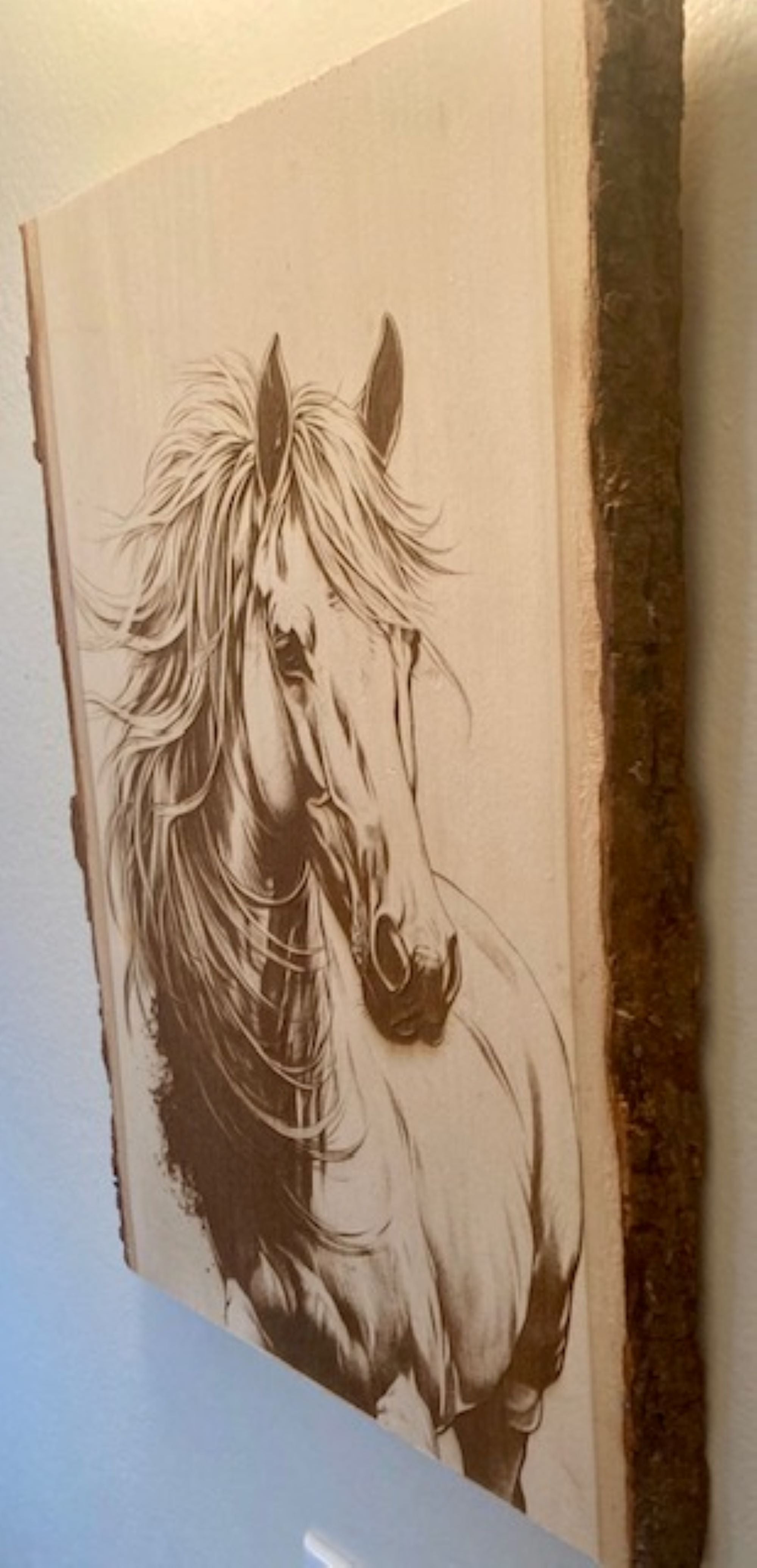 Horse Engraved Wood Plank | Rustic Western Wall Art