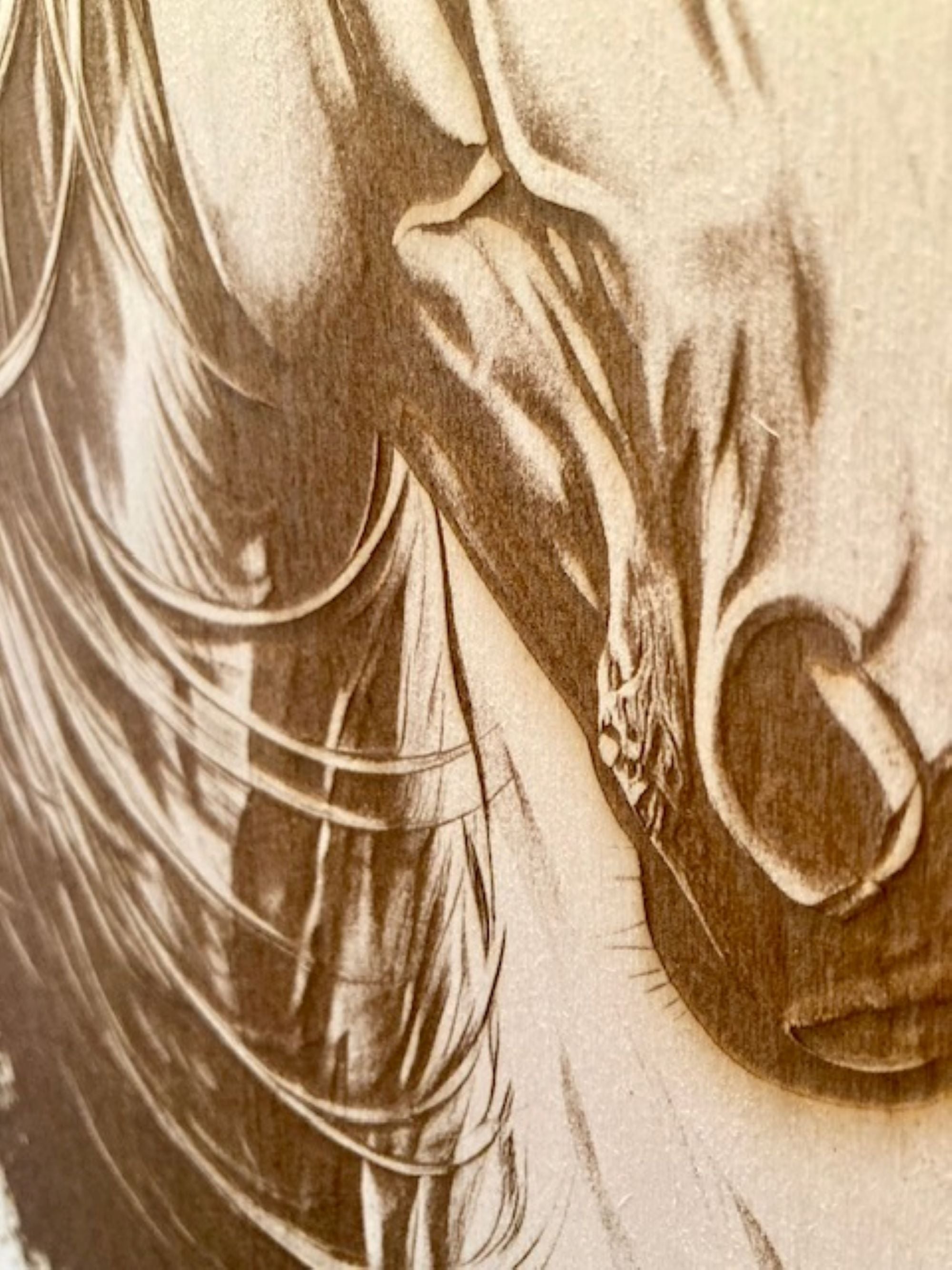 Horse Engraved Wood Plank | Rustic Western Wall Art