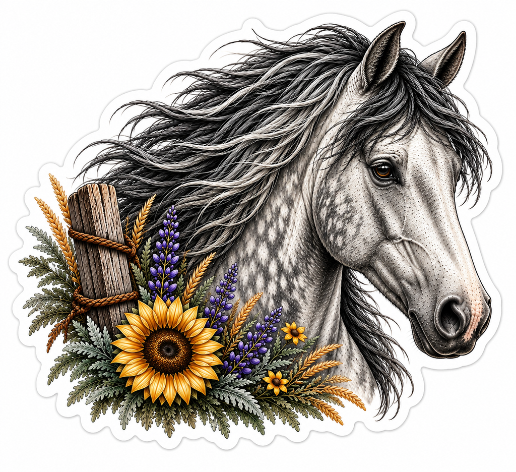 Appaloosa Horse Sticker | Horse & Wildflower Decal