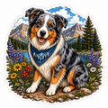 Australian Shepherd Sticker | Mountain Adventure Decal