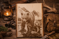 Bear Family Engraved Wood Plank | Rustic Wildlife Wall Art