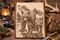 Bear Family Engraved Wood Plank | Rustic Wildlife Wall Art