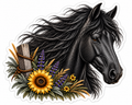 Black Horse Sticker | Black Horse & Wildflower Sticker