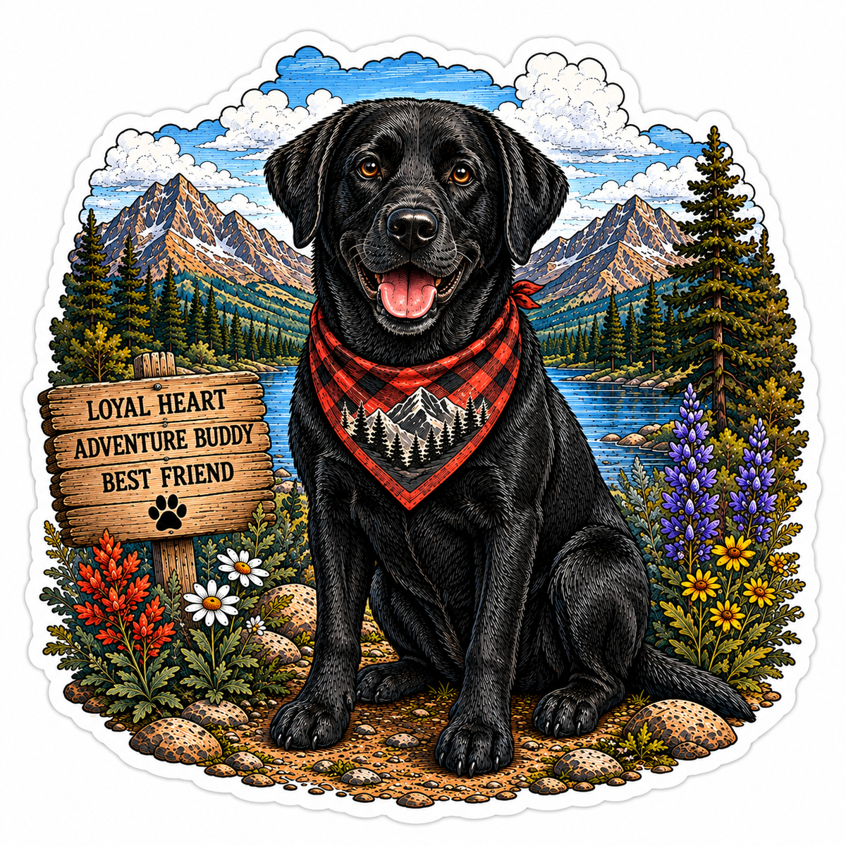 Black Lab Sticker | Mountain Adventure Decal