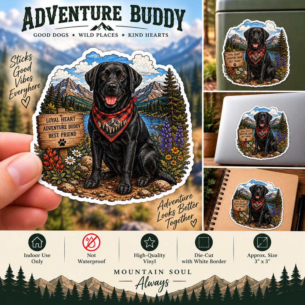 Black Lab Sticker | Mountain Adventure Decal