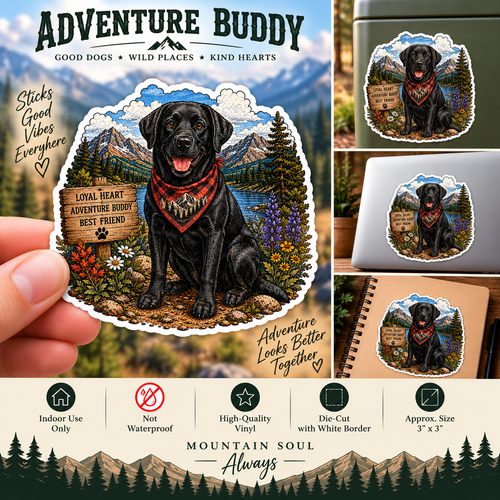 Black Lab Sticker | Mountain Adventure Decal