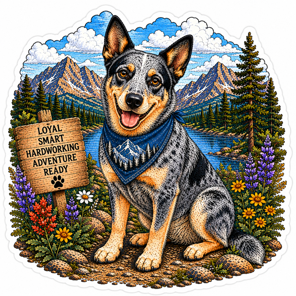 Blue Heeler Sticker | Mountain Adventure Decal