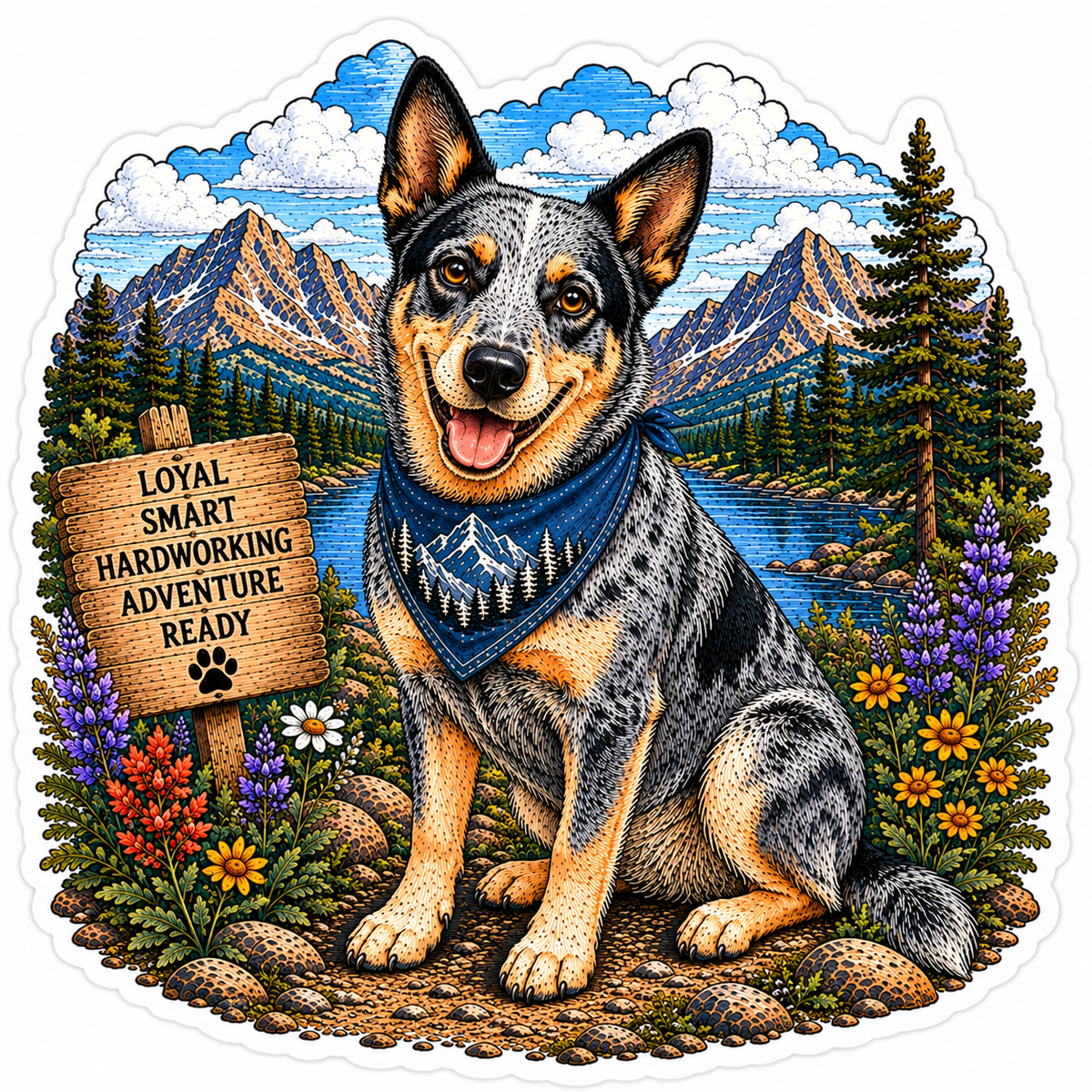 Blue Heeler Sticker | Mountain Adventure Decal