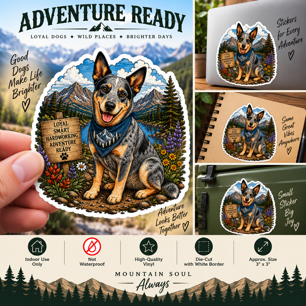 Blue Heeler Sticker | Mountain Adventure Decal