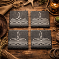 Boot Stitch Engraved Slate Coasters | Rustic Western Drinkware