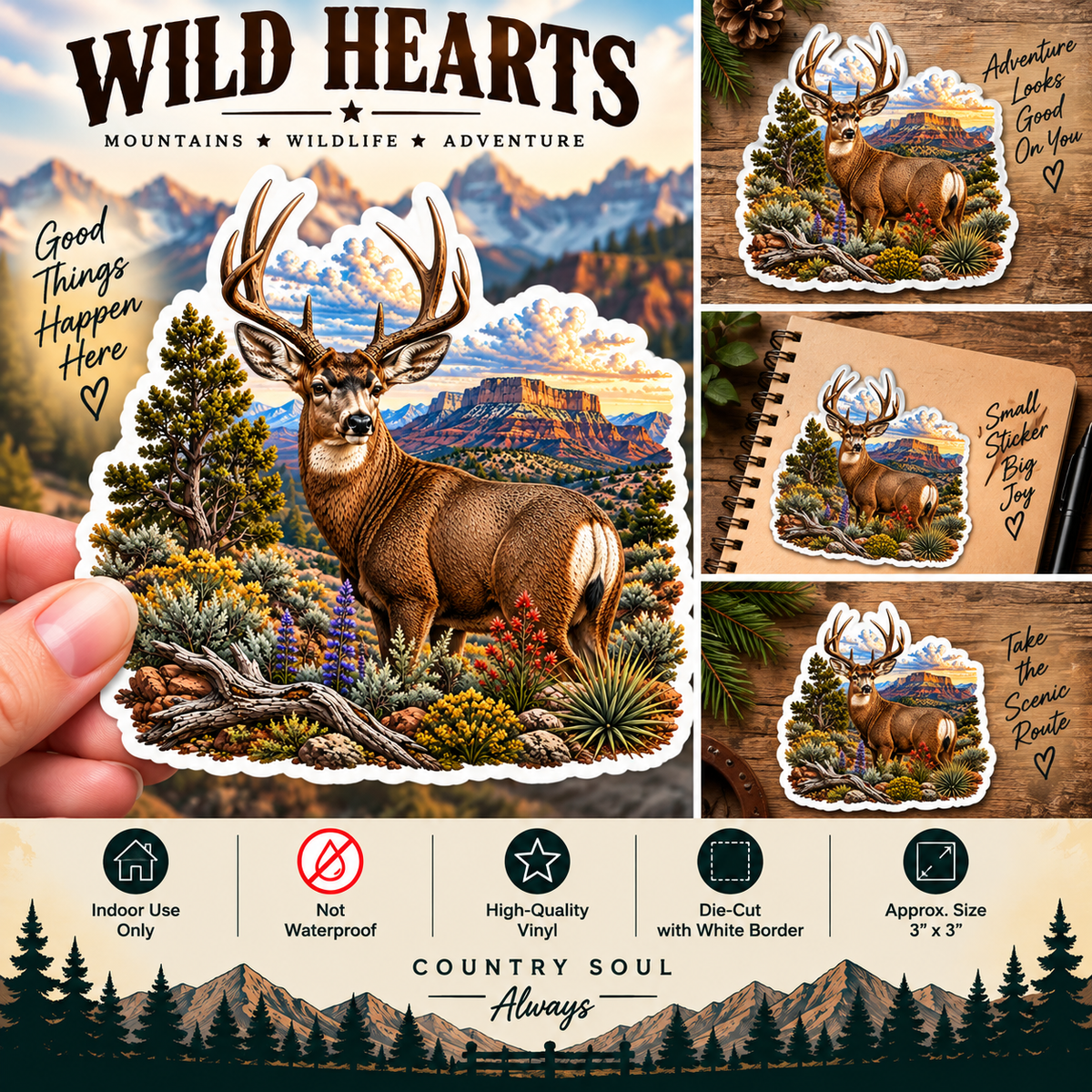 Mule Deer Buck Sticker | Colorado Wildlife Decal