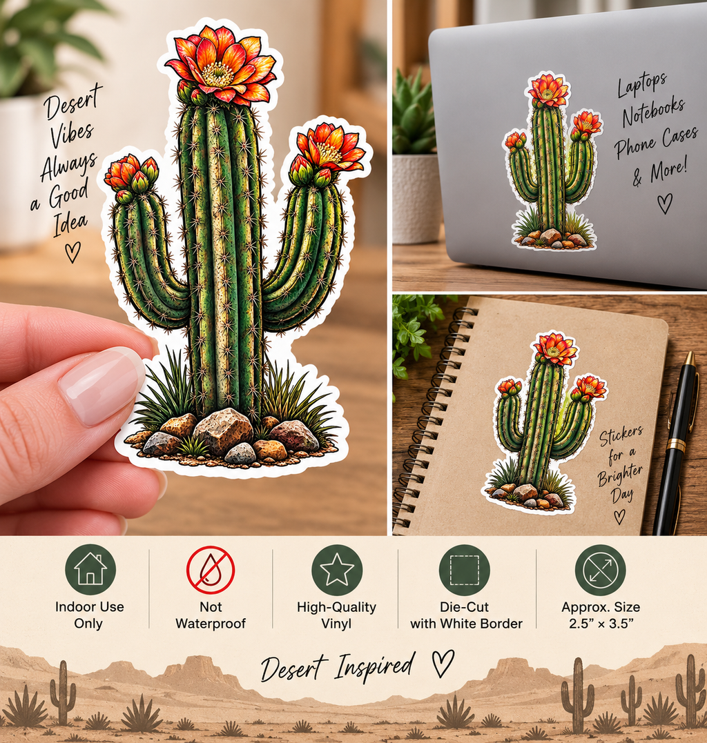 Saguaro Cactus Sticker | Desert Flower Decal