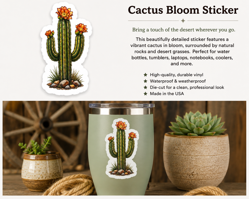 Western Cactus Sticker | Southwest Desert Vinyl Decal