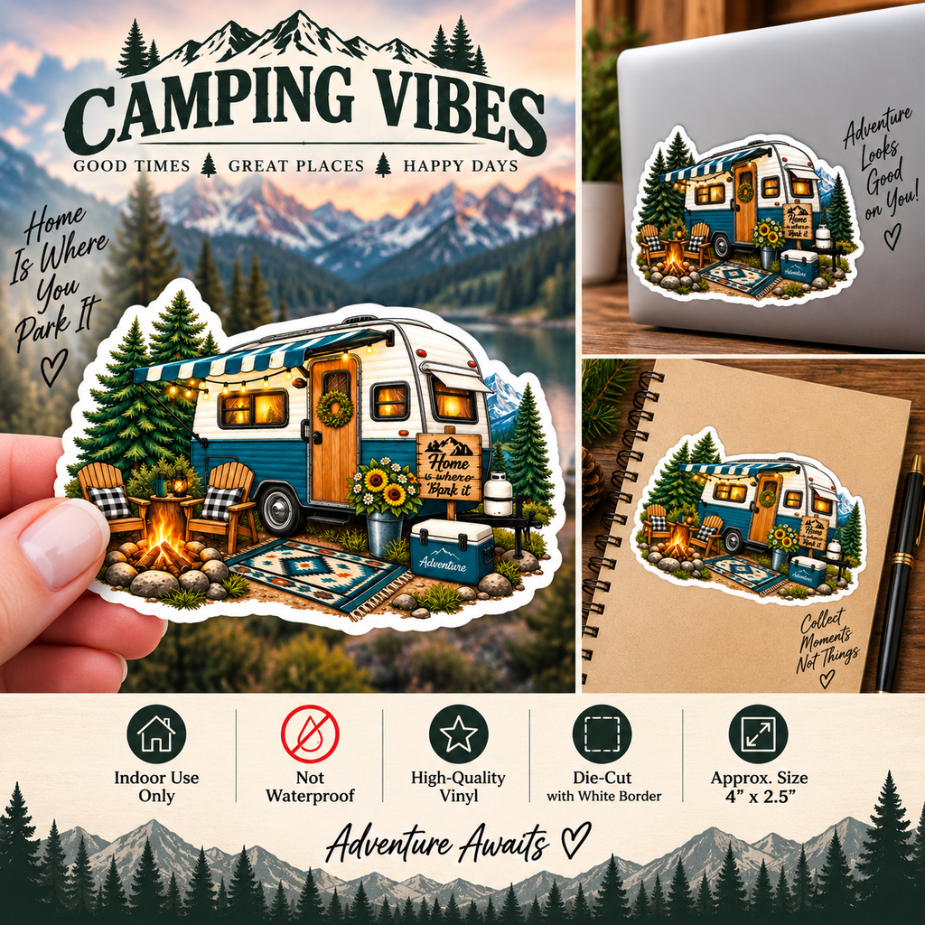Vintage Camper Sticker | Camping & Adventure Vinyl Decal