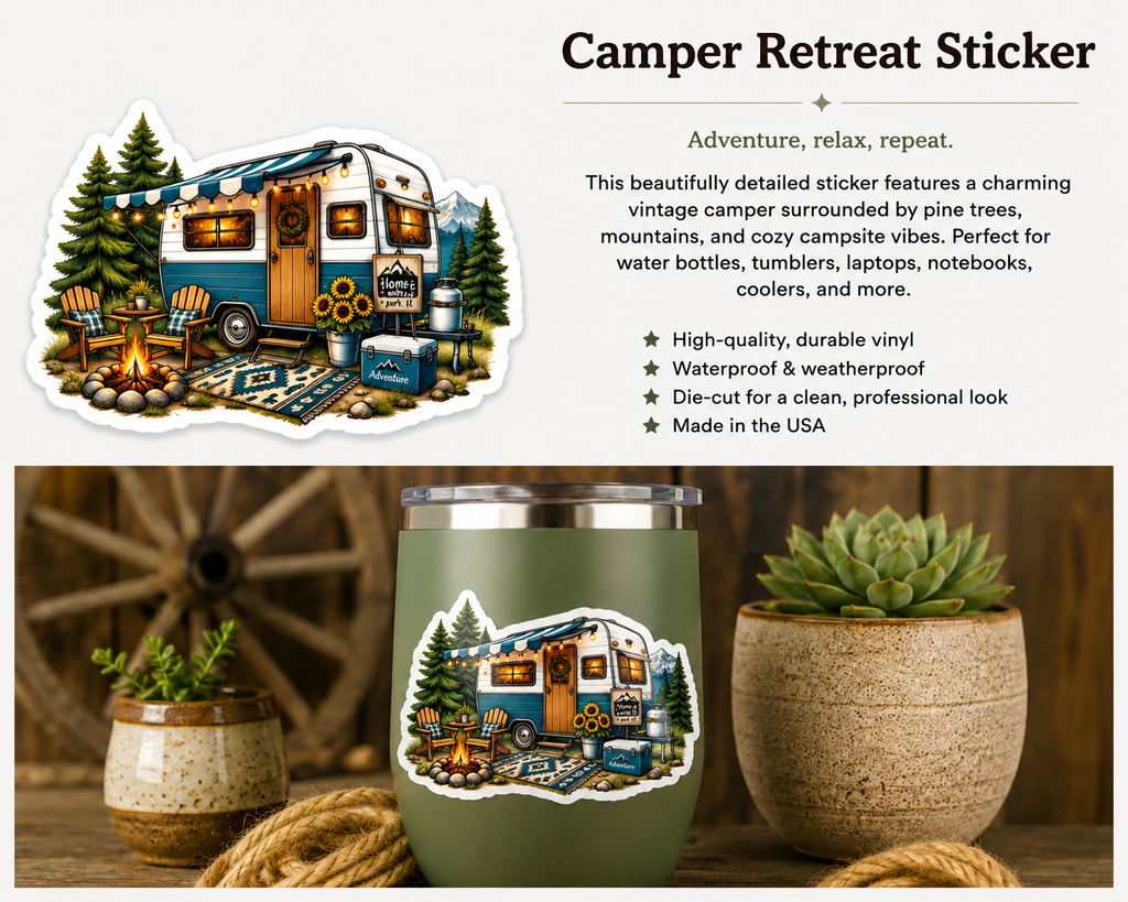Vintage Camper Sticker | Camping & Adventure Vinyl Decal