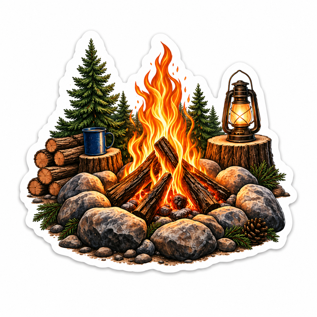 Campfire Nights Sticker | Camping Campfire Vinyl Decal