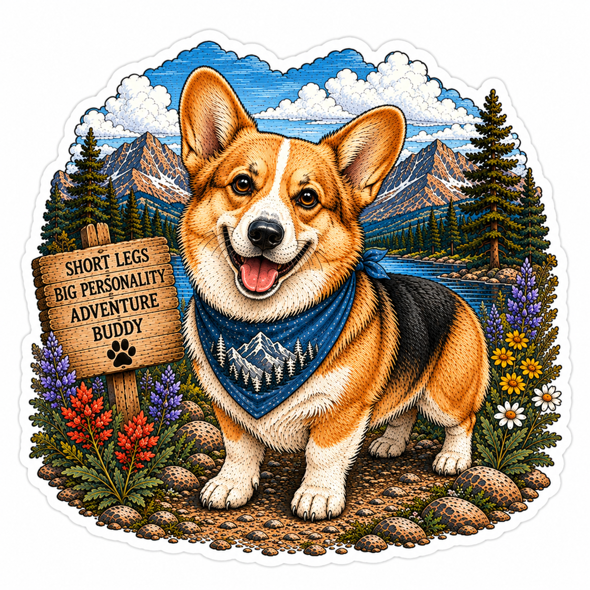 Corgi Sticker | Mountain Adventure Decal