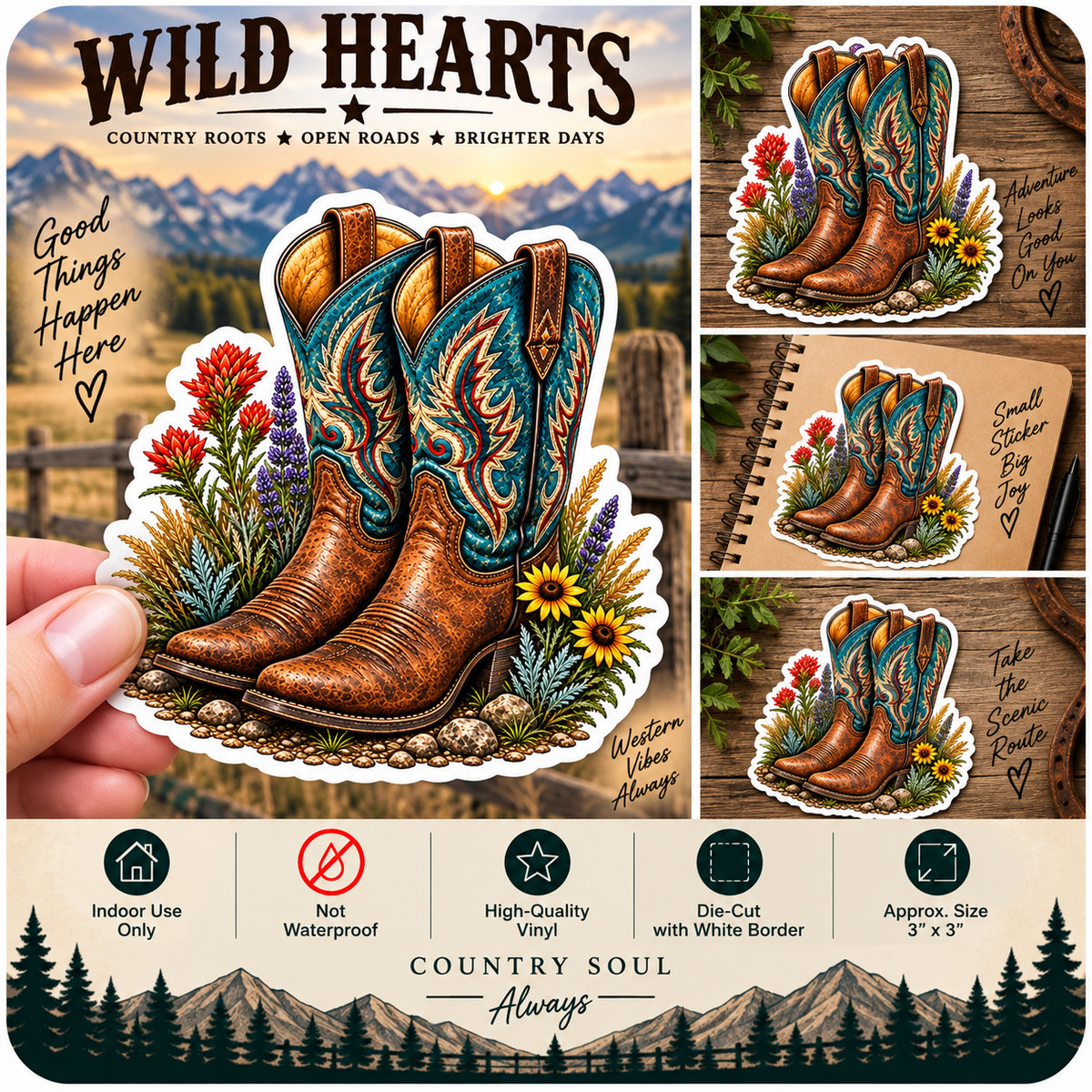 Cowboy Boots Sticker | Western Boots Decal