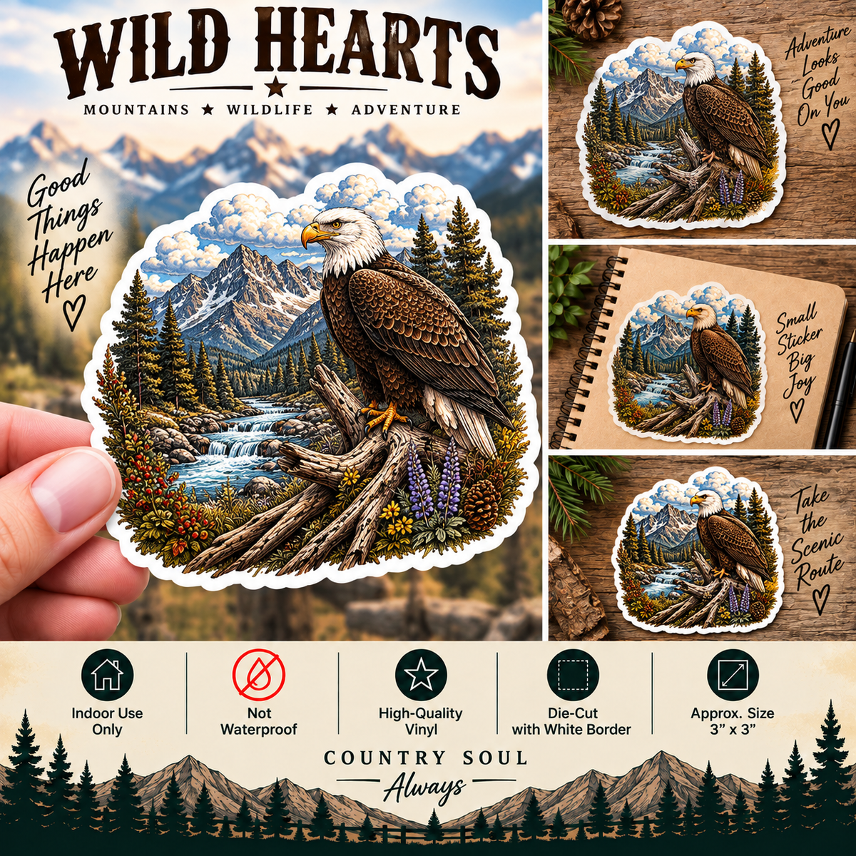 Bald Eagle Sticker | Mountain USA Wildlife Decal