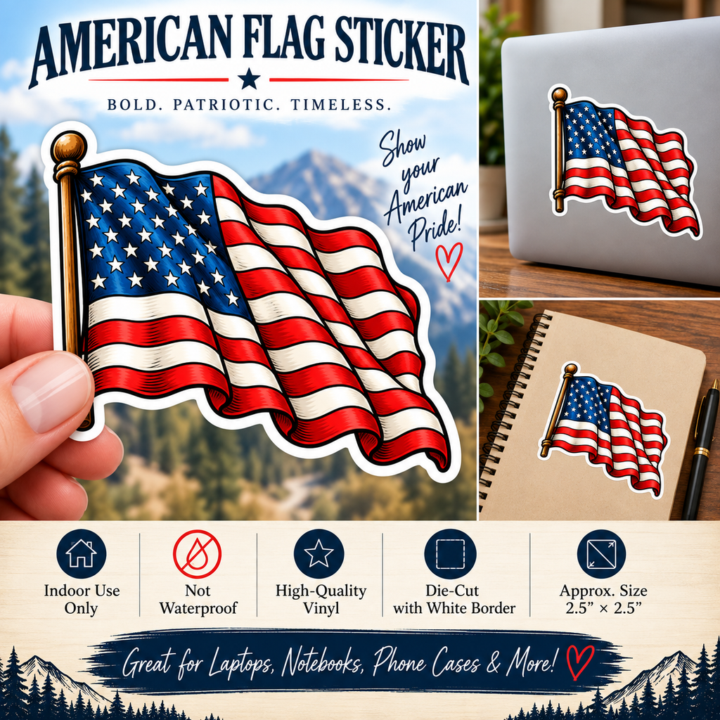 American Flag Sticker | Patriotic USA Vinyl Decal