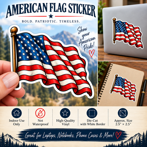 American Flag Sticker | Patriotic USA Vinyl Decal