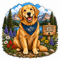 Golden Retriever Sticker | Mountain Adventure Decal
