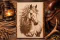 Horse Engraved Wood Plank | Rustic Western Wall Art