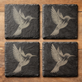 Hummingbird Engraved Slate Coaster | Rustic Nature Drinkware