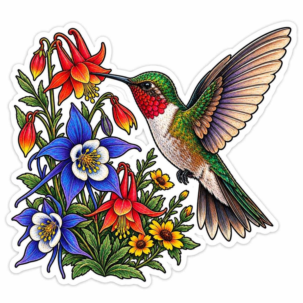 Hummingbird Sticker | Wildflower Garden Decal