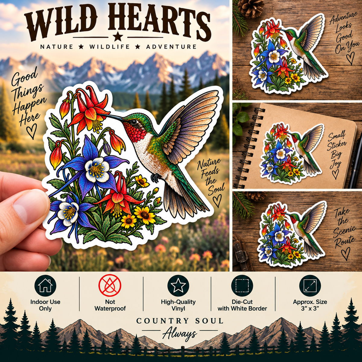 Hummingbird Sticker | Wildflower Garden Decal