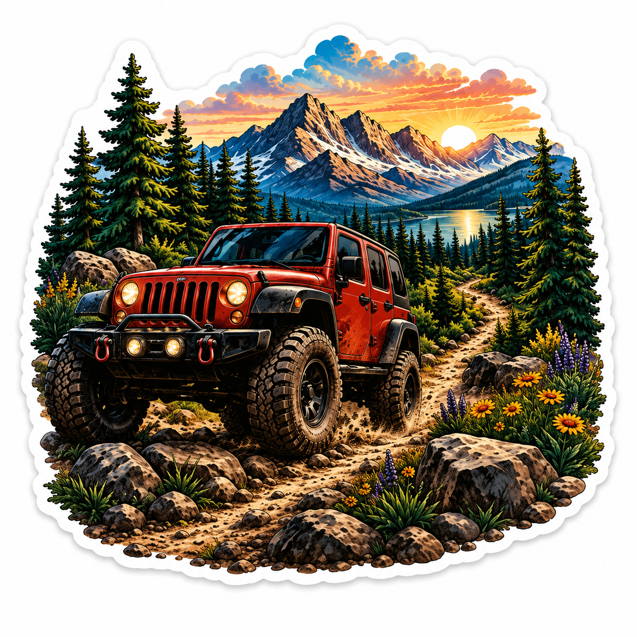 Off-Road Adventure Sticker | 4x4 Jeep Mountain Vinyl Decal
