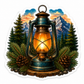 Mountain Lantern Sticker | Camping & Adventure Vinyl Decal