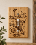 Engraved Farmhouse Light Switch Cover | Rustic Longhorn & Barn Wood Switch Plate
