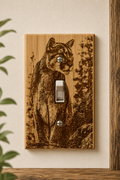 Engraved Mountain Lion Light Switch Cover | Rustic Wildlife Wood Switch Plate