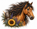 Mustang Horse Sticker | Wild Horse & Wildflower Decal