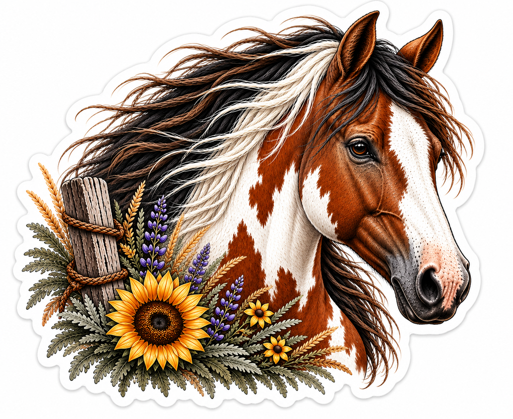Paint Horse Sticker | Paint Horse & Wildflower Sticker