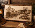 Western Wagon & Saloon Engraved Wood Sign | Rustic Old West Decor