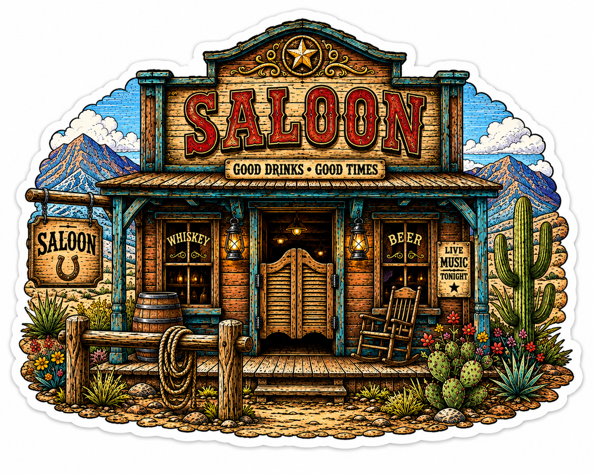 Saloon Sticker | Old West Saloon Decal
