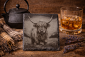 Highland Cow Engraved Slate Coasters | Rustic Farmhouse Drinkware