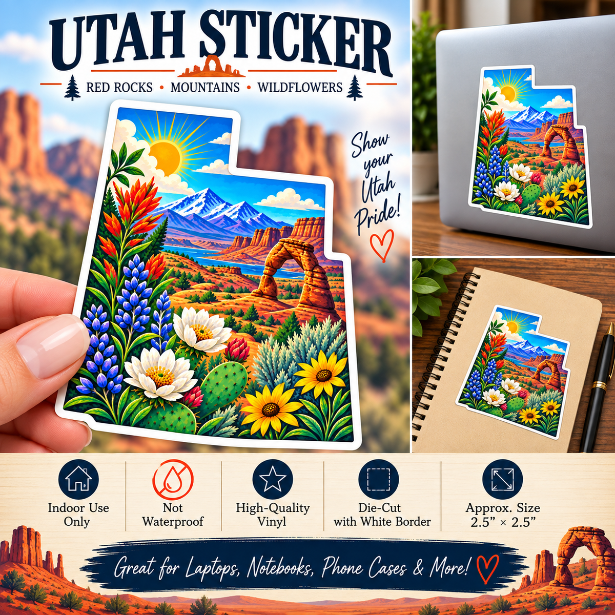 Utah Sticker | Desert Landscape & Arches Decal